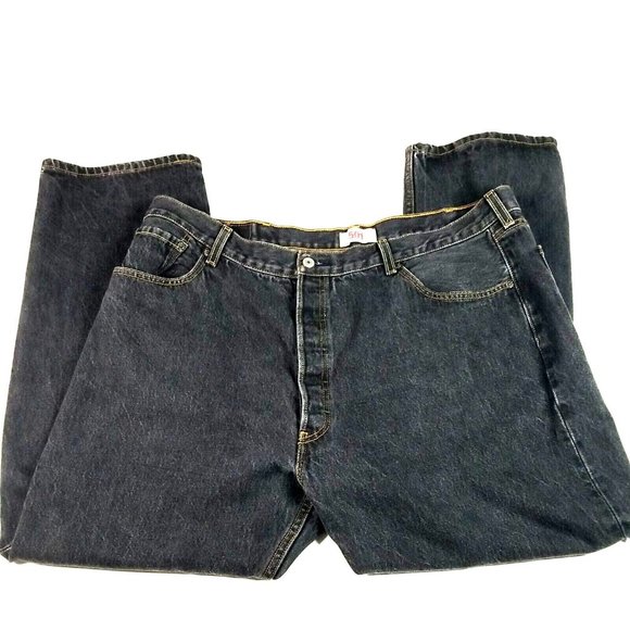 Levi's Jeans 501 Men 41 x 31 Black Dark Straight Leg Button Fly Vintage 90s‎ - Picture 1 of 6